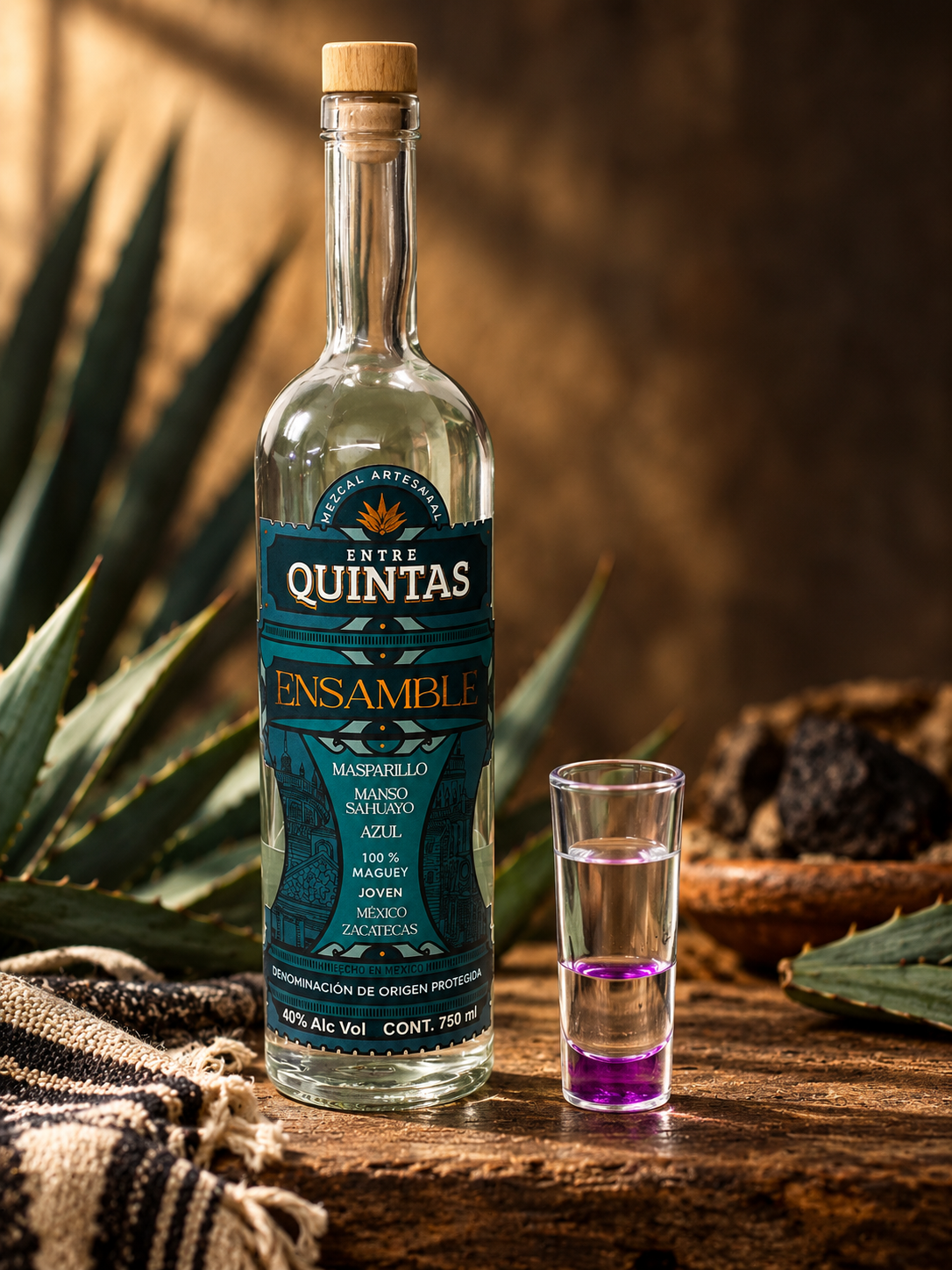 Botella de Mezcal Artesanal Entre Quintas de 750 ml